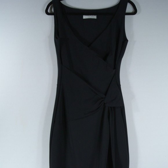 CHIARA BONI LA PETITE ROBE YASU SIDE WRAP KNOT BLACK SHEATH DRESS 46IT/ US 10 - Picture 5 of 8
